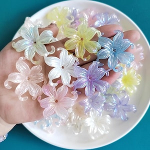 Cute Flower with Curly Leaf Acrylic Beads 43mm For Pen DIY Jewelry Making Accessories