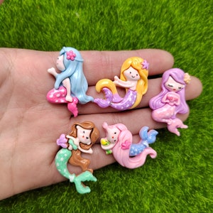 Résine Mini belle sirène princesse dos ombre dos plat Cabochon Scrapbook Kawaii bricolage embellissements accessoires