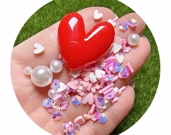 Heart Charm Polymer Clay Slices Heart Pearl Flower Confetti Sprinkles DIY Shaker Jewelry Stuff Slime Filling Nail Art Decorations