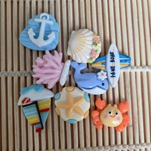 Zomer Oceaan Serie Zeeschelp Vis Hars Bedels voor Crème Lijm Accessoires, DIY Telefoon Case Stickers, ambachtelijke Decoraties
