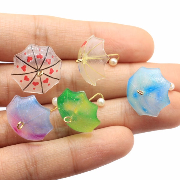 Colorful Simulation Mini Umbrella Charms for Dollhouse Miniature Pendant Diy Earrings Necklace Key Chain Accessories