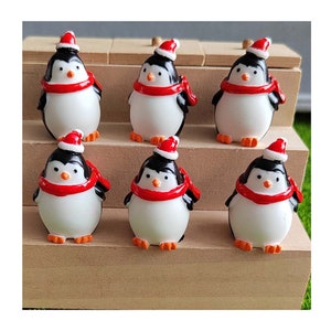 Pinguin Weihnachten Miniaturen Dekoration Figuren Elch Schlitten Hirsch Statue Desktop Ornamente Haus Neujahr Geschenk Dekor