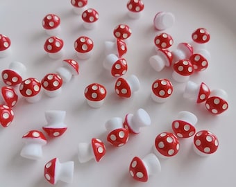 12mm Red Mushroom Flatback Cute Mushroom Decor Charm Mini Resin Mushrooms
