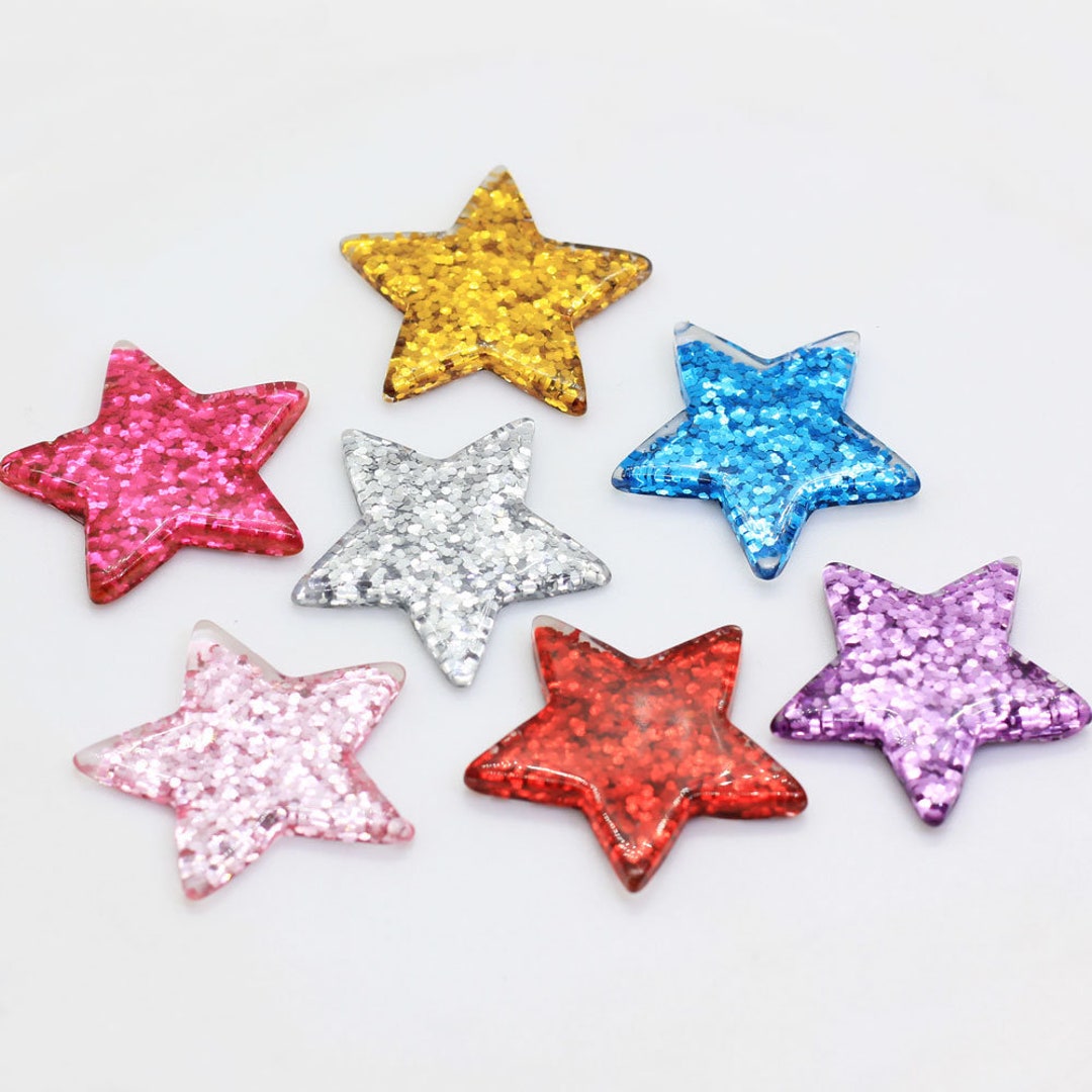 36mm Glitter Big Star Shaped Rhinestone Flat Back Cabochon Etsy
