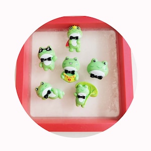Groene Cartoon 3D Hars Kikker Cabochon Steen voor DIY Scrapbooking Ambachten Home Decor Miniatuur Ornament