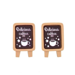 Delicioso café menu tabuleta kawaii flatback resina cabochão enfeites para jóias artesanato em miniatura casa de bonecas brinquedo acessórios