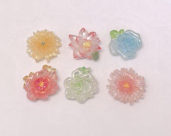 AB Color Resin Flower Cabochons Flatback Charms for Embellishments Craft DIY Scrapbooking Decor Flatbacks Phone Case Decor