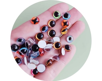 Flatback Glass Eyes 8mm 10mm 12 mm Eyes for Dolls and Animals Round Glass Eyes Colourful Small Glass Eyes for DIY Crafts and Toy Accessories