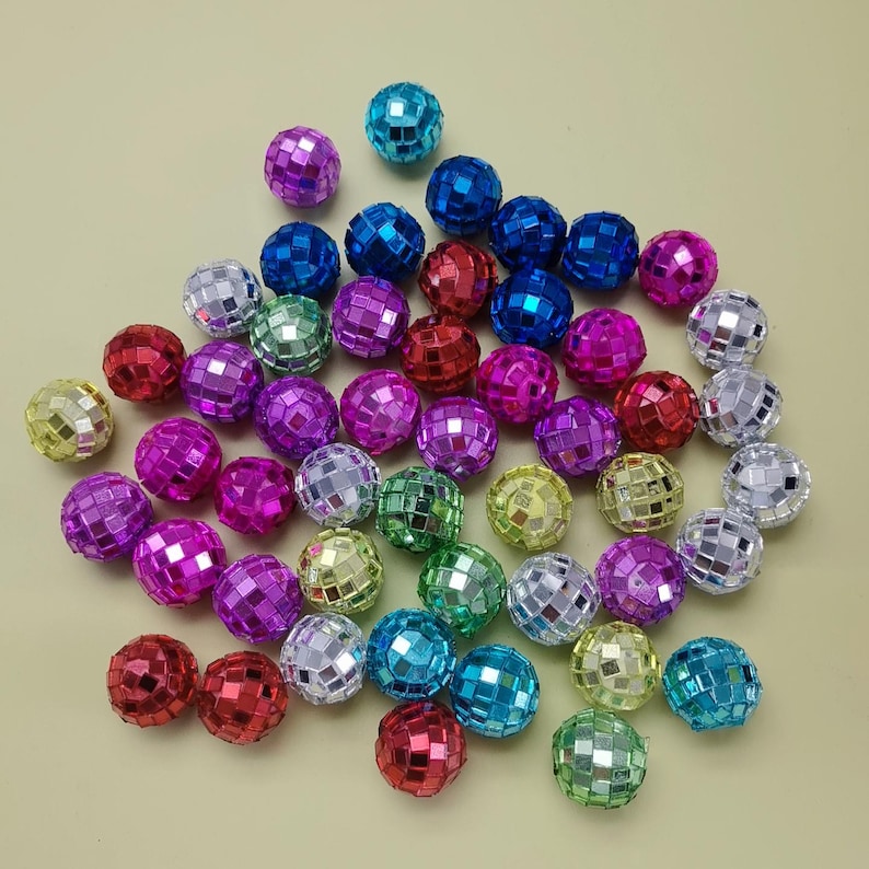 Gold 21mm Mini Disco Ball Beads Cake Decoration Birthday Table Decorations 70s Theme Disco Party Dance Party Supplies Mixed of all colors