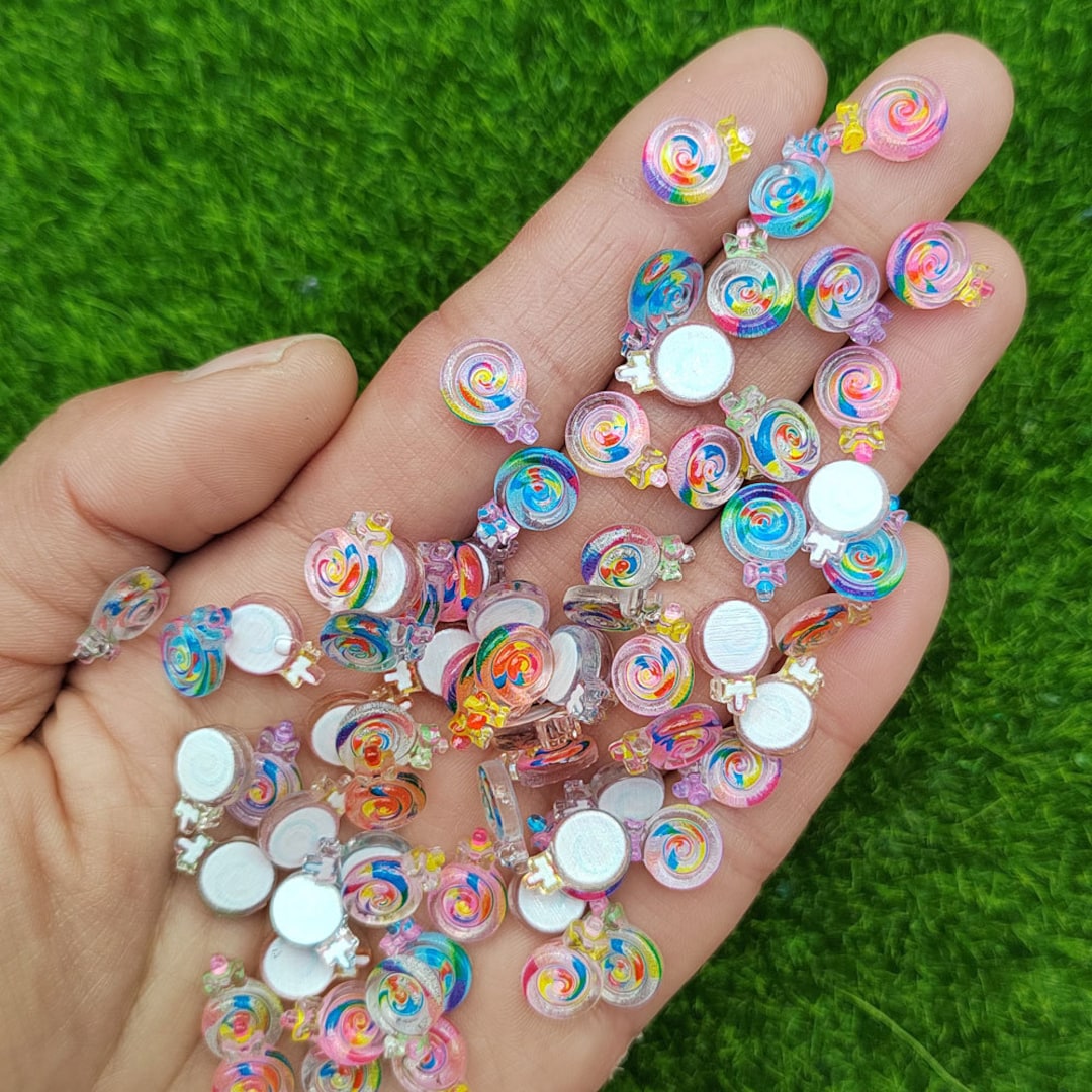 5Pcs 3D Candy Nail Charms Lollipop Colorful Resin Acrylic for nail