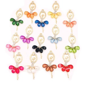 Zinc Based Alloy Charms Dancing Girl Pendants With Rhinestone For DIY Jewelry Making