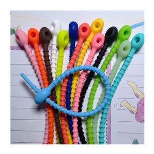 21cm Length Silicone Reusable Bag Ties Twist Wire Fasten Cable Zip Tie Headset Data Line Wire Universal Magic Tie