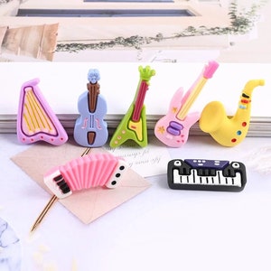 Kawaii Flatback Resin Muziekinstrumenten Gitaar Cabochon Charme DIY Craft scrapbook Poppenhuis speelgoed Decoratie Accessoires