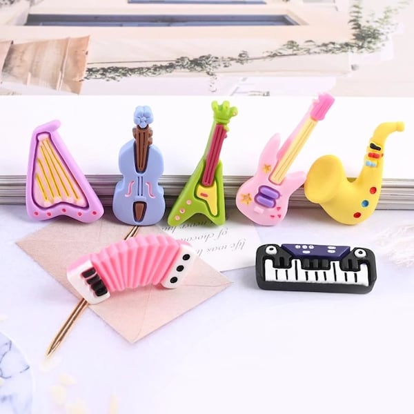 Kawaii Flatback Resin Musical Instruments Guitar Cabochon Charm DIY Craft scrapbook Dollhouse toys Decoration Accessories