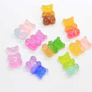 17mm Grandient Color Resin Mixed Color Gummy Bear Pendant Charms For Making Jewelry DIY wholesale