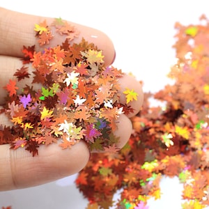 6 mm Outono Maple Folha de Outono Nail Art Lantejoulas Dicas para Manicure Tamanho Misto Folhas de Outono Glitter Ervas Daninhas Flocos Inverno Natal Unhas Suprimentos
