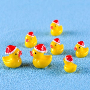 Mini pato amarillo navideño 3D, casa de muñecas en miniatura, decoración de jardín de hadas, artesanías de resina para plantas del hogar, decoración de bonsái