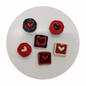 Valentines Harz Handwerk Herz Rot Weiß Schwarz Flatback Cabochons