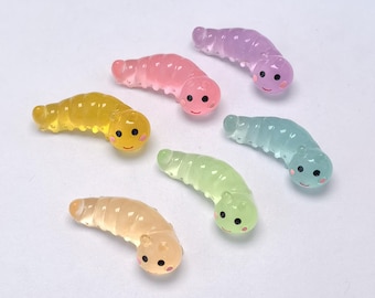 Luminous Mini Resin Worm Figures Glow in Dark Tiny Resin Worms for Dollhouse Micro Landscape DIY Home Garden Potted Plants Decor