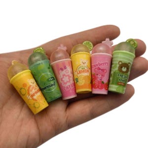 Botellas de bebidas de jugo en 3D Minis Resina Bebidas americanas Resina Miniatura Fruta Té Bebidas de jugo para casa de muñecas