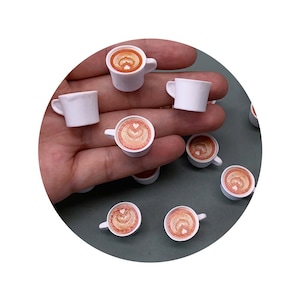 Harz Kaffee Latte Art Charms Set - Tulpe, Liebesherz, Layered Kaffee Design DIY Anhänger Ohrringe Halskette Schmuck Zubehör
