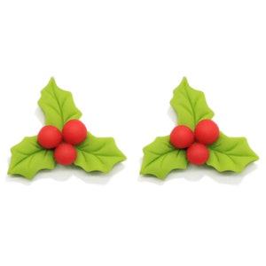 Adornos de cabujones de resina con parte posterior plana de bayas de acebo de Navidad para álbumes de recortes, manualidades y accesorios