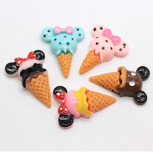 Kawaii Eiscreme,Flache Rückseiten Resin Cabochon Bastelzeug für DIY Handyhülle Haarspange Dekoration Scrapbooking