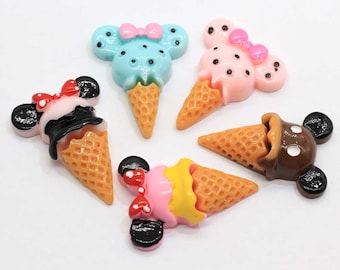 Gelato Kawaii, Cabochon in resina con retro piatto per decorazioni fai da te per custodie per cellulari, fermagli per capelli, scrapbooking