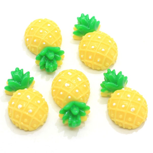 50pcs Slime Charm Mini Pineapple Cabochon Resin Flatback For Hair Accessories