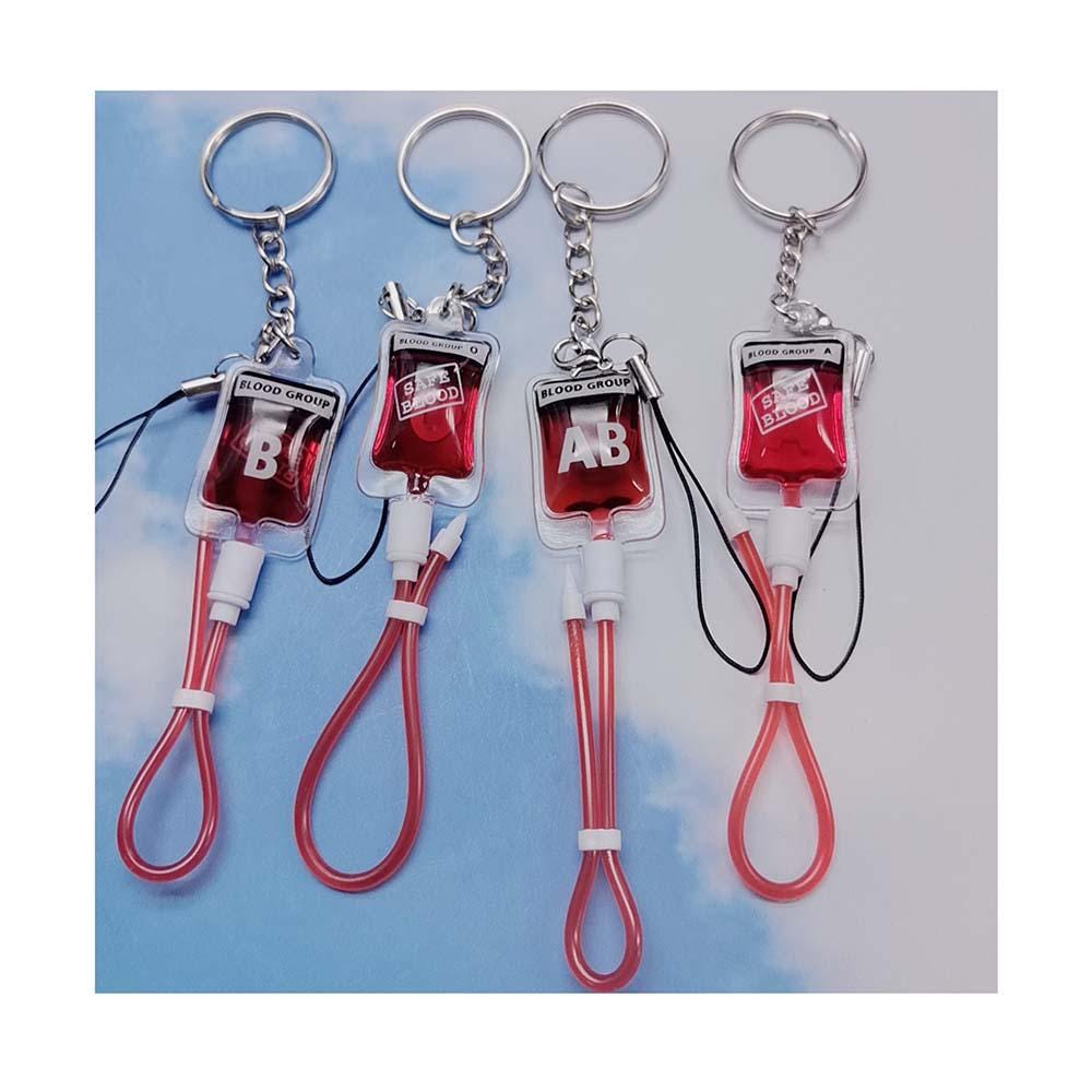 Cute Keychains Blood Group A B O AB Keychain Plasma Pack Blood Bag ...