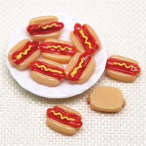 Süße Hot Dog Harz Cabochon Flatback Miniatur Essen Kunst Versorgung Dekoration Charme Handwerk