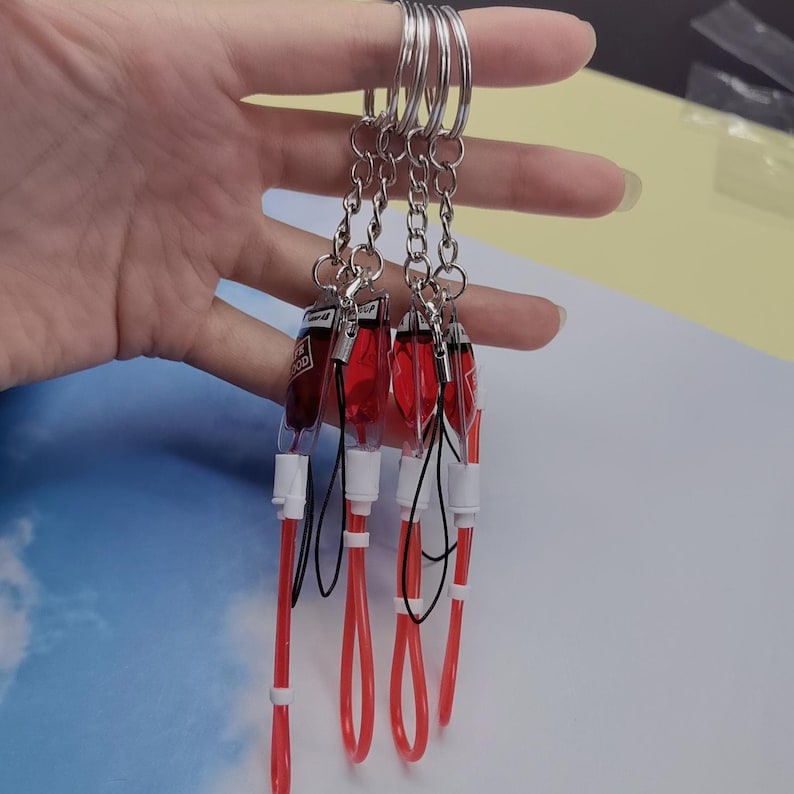 Cute Keychains Blood Group A B O AB Keychain Plasma Pack Blood Bag ...