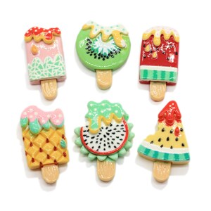 26mm Kawaii Süßes Gemischtes Obst Eis eiscreme Flachrücken Resin Cabochons Scrapbooking DIY Schmuck Handwerk Dekoration Zubehör