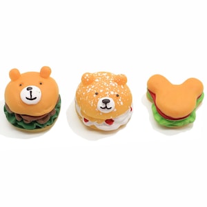 3D Mini Bear Hamburger Miniatuur Charms Filler Toevoeging voor Slime DIY Polymeer Accessoires Speelgoed voor Kinderen
