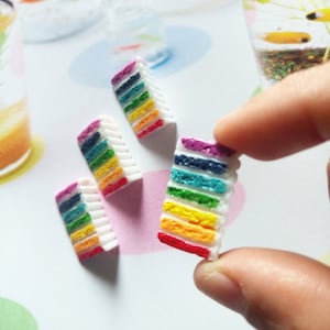 Cabujón de resina con parte trasera plana para pastel de arcoíris, miniatura, comida falsa, arte, decoración, slime, artesanía