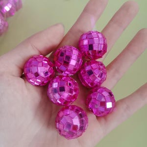Gold 21mm Mini Disco Ball Beads Cake Decoration Birthday Table Decorations 70s Theme Disco Party Dance Party Supplies #4-hot pink