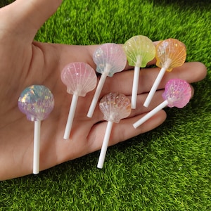 Simpatici cabochon in resina a forma di conchiglia lecca-lecca caramelle flatback artigianato per orecchini fai-da-te fai-da-te