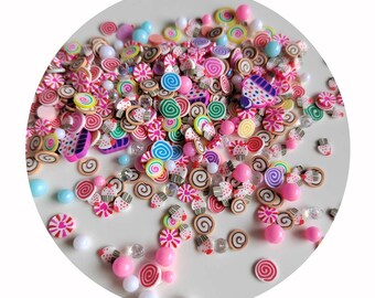 Mélange de bonbons et de gâteaux en pâte polymère, bricolage, tranches de slime, bricolage pour décoration d'ongles, accessoires de remplissage de slime