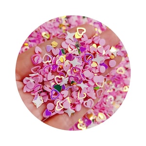 Roze gouden iriserende gemengde harten glitter hart Clay Slice Fun Party Confetti chunky poly glitter voor epoxy tuimelaars