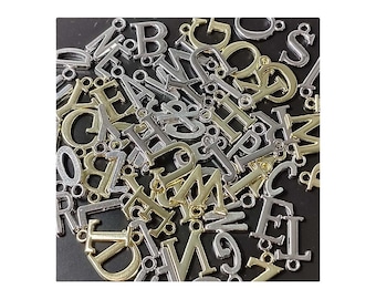 Llavero con dijes de letras iniciales de aleación, colgante con letras, collar con iniciales