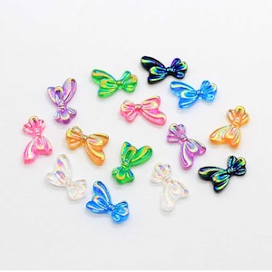 10mm Holographic Bow Designs Nail Art Decoration 3D Aurora Bowknots for Manicure Accessories Tool