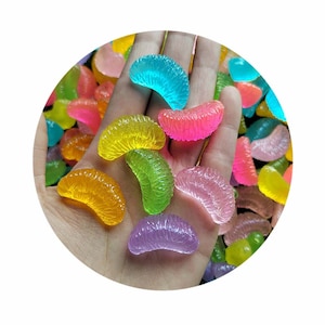 Unico funky in miniatura cibo arancione segmento luminoso cabochon in resina per orecchini ciondolo portachiavi