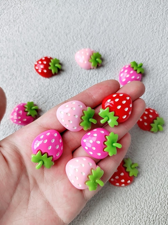 3D Resin Charms Half Strawberry Holiday Themed Flatback Embellishments for Scrapbooking, DIY Jewelry, Crafts and Bow Decorations