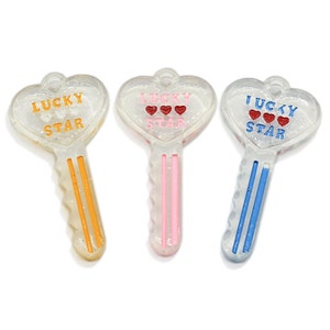 Glitter Hart Lucky Star Key Charms Hangers voor sieraden het maken van armbanden ketting oorbellen het maken van hars platte rug cabochon