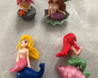 8 Mini Figurines Sirène En Plastique – Ornements Pour Aquarium, Déco Fête Ou Bac à Sable – Couleurs Vives