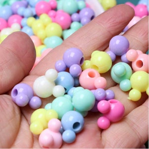 Mix Pastel Colors  15mm Kid&#39;s Cartoon Mouse Head Bow Cross Peace Symbol Acrylic Beads Bracelet Necklace Findings Crafts