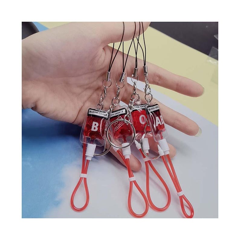 Cute Keychains Blood Group A B O AB Keychain Plasma Pack Blood Bag ...