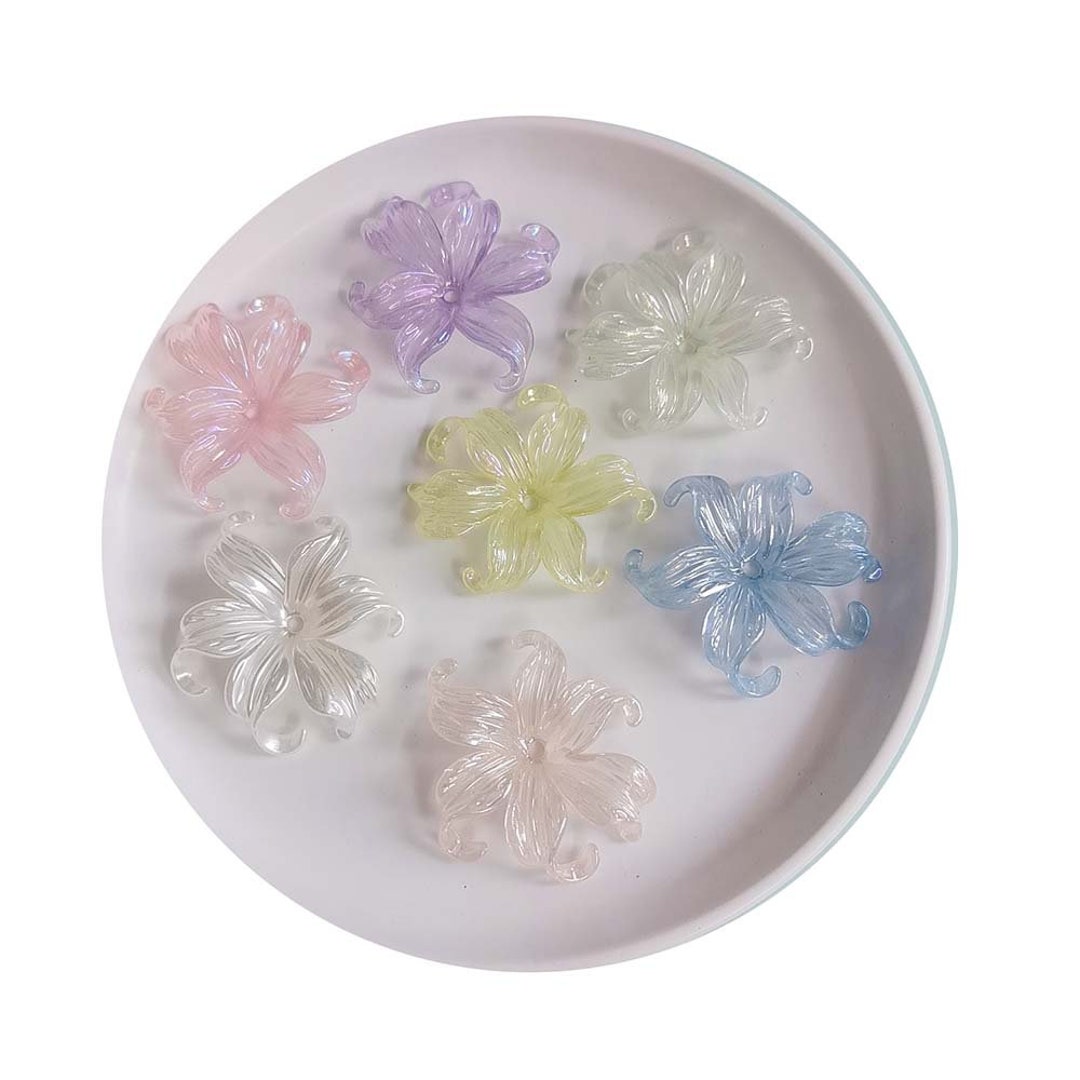 Cute Flower With Curly Leaf Acrylic Beads 43mm for Pen DIY Jewelry