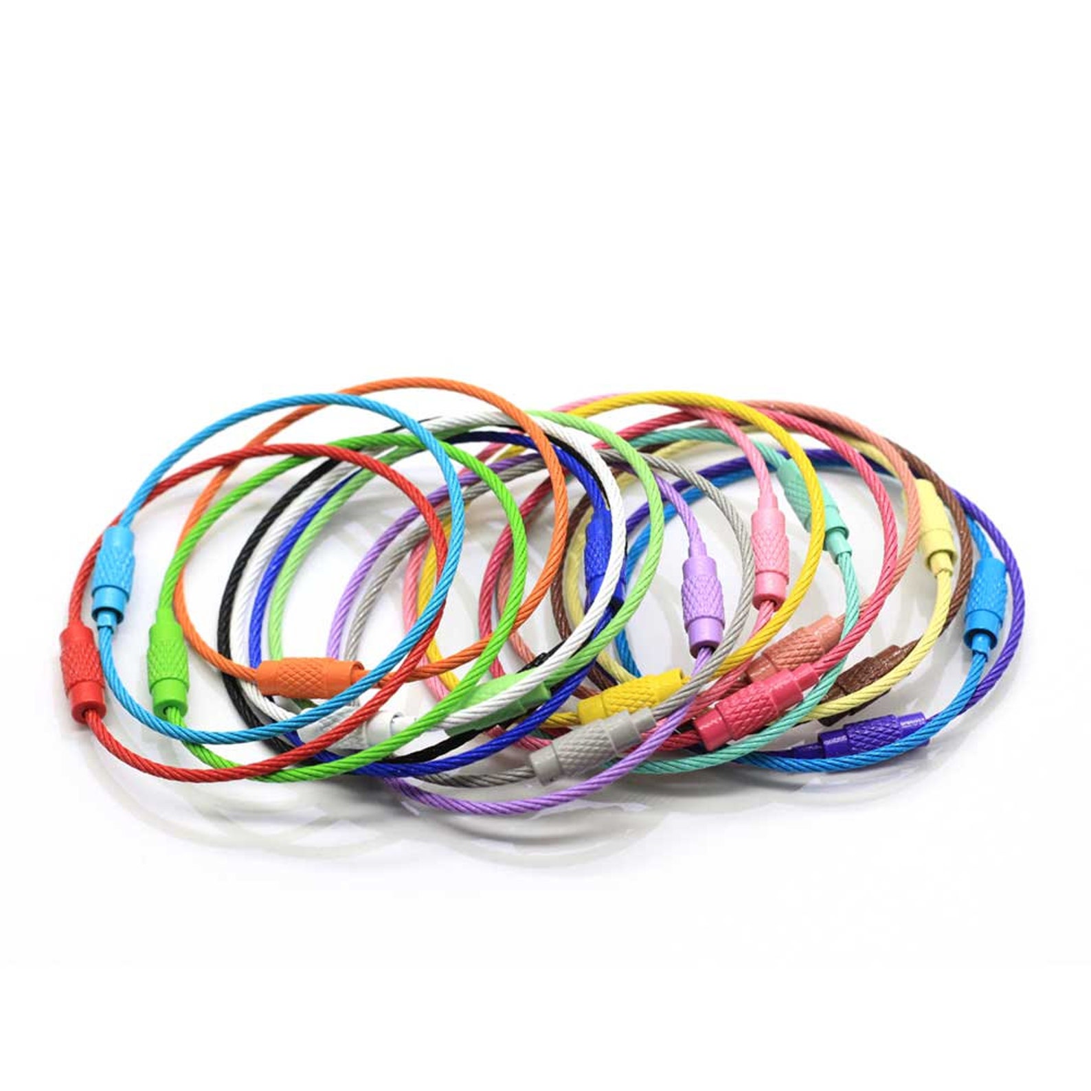 Colorful Wire Rope Key Chain Wire Keychain Carabiner Cable Key Ring ...