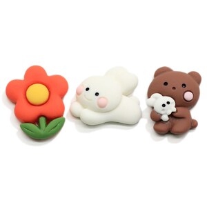 Kawaii Blume Bär Hase Flatback Resin Cabochons Für Haarschleifen Diy Scrapbooking Dekor